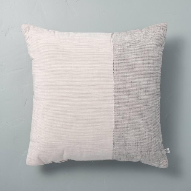 18" x 18" Textured Colorblock Square Throw Pillow Gray - Hearth & Hand™ with Magnolia
