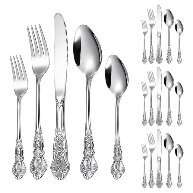 CITESANA 20-Piece Stainless Steel Flatware Set, Silver Silverware Set Service for 4, Cutlery Utensils Set, Include Fork Knife Spoon Set, Dishwasher Safe