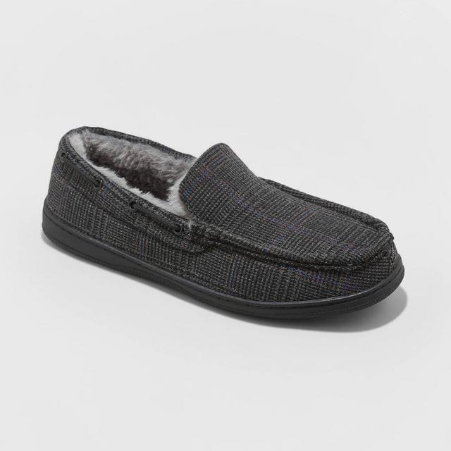 Men's Tanner Plaid Moccasin Slippers - Goodfellow & Co™ Charcoal Gray 11