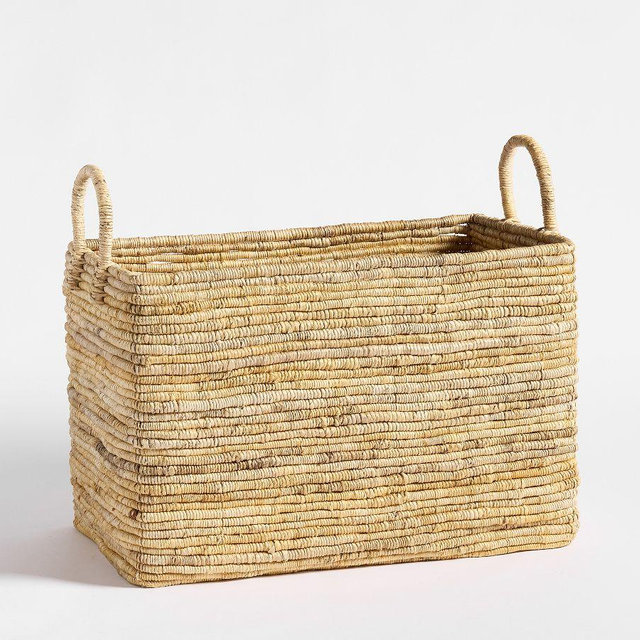 Coil Basket, Low Rectangle - Natural