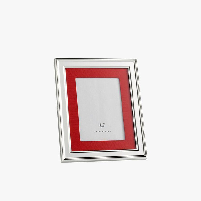 Personalized Silver Grosgrain, Red, 5" x 7"