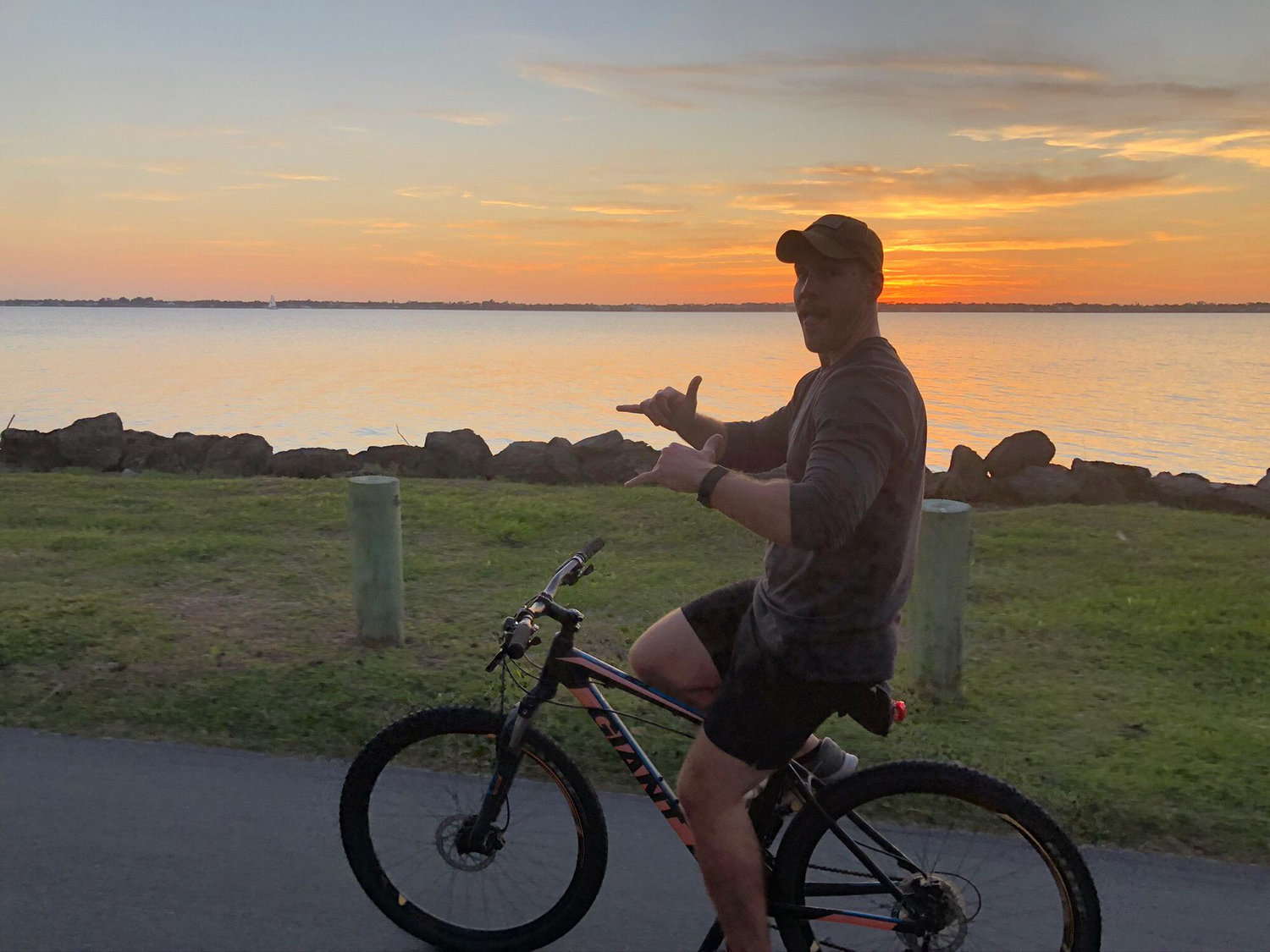 Austin speaking Kristen’s love language by planning a sunset bike ride. Oh and check it out mom, no hands!