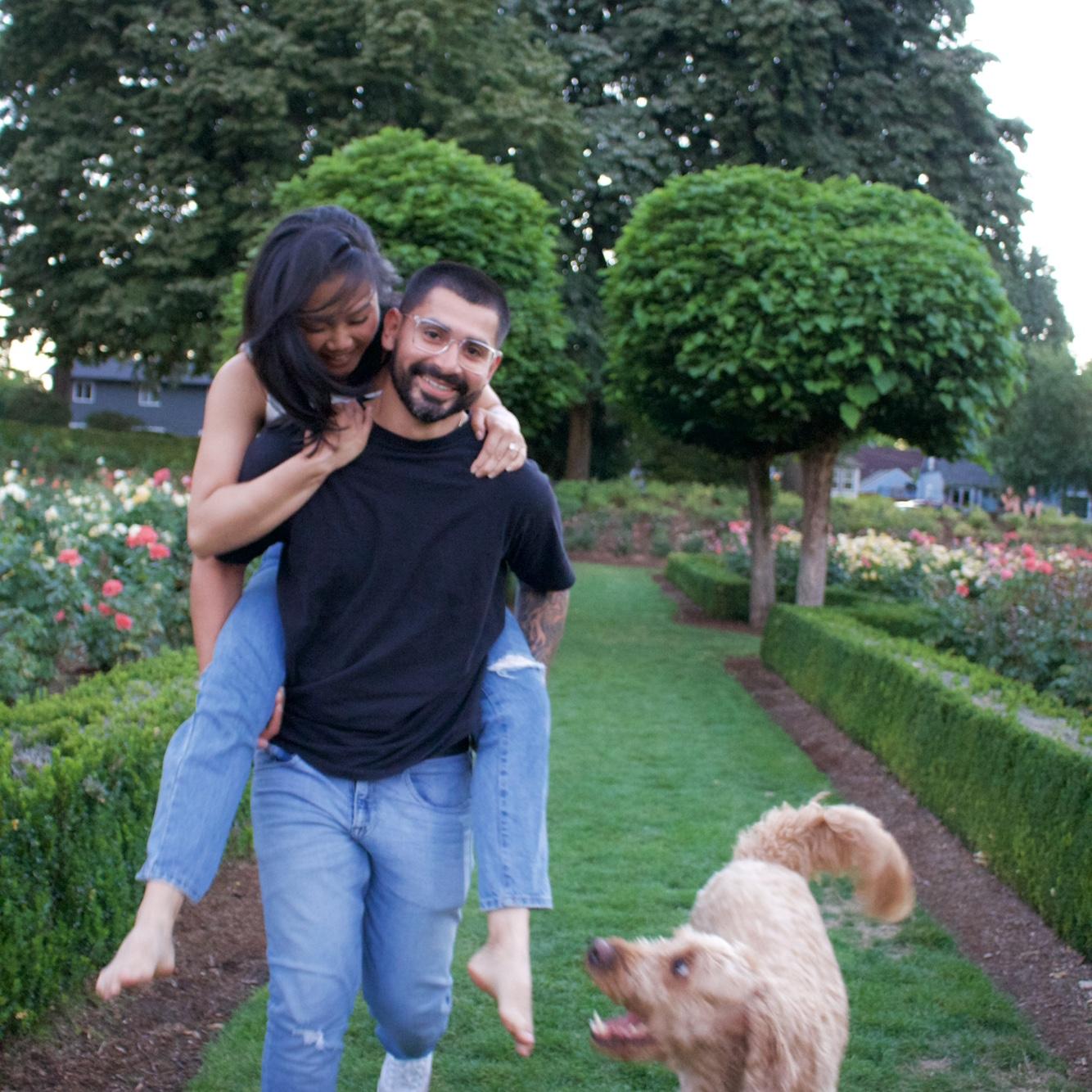 Engagement photos featuring Enzo 🐶