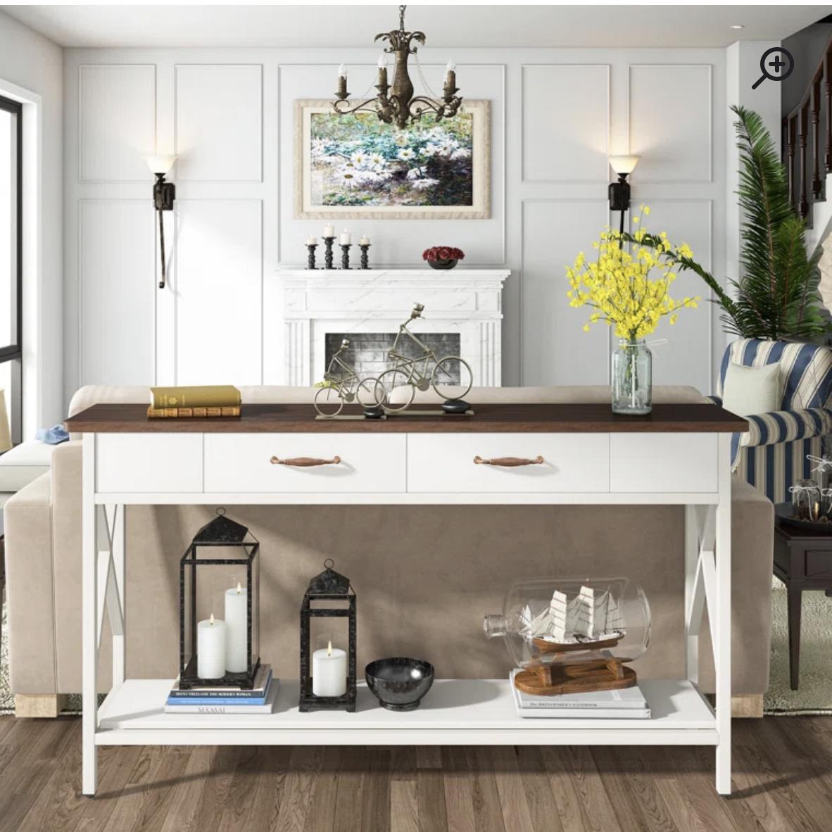 Grimball 71" Console Table with 2 Drawers, Long Sofa Table