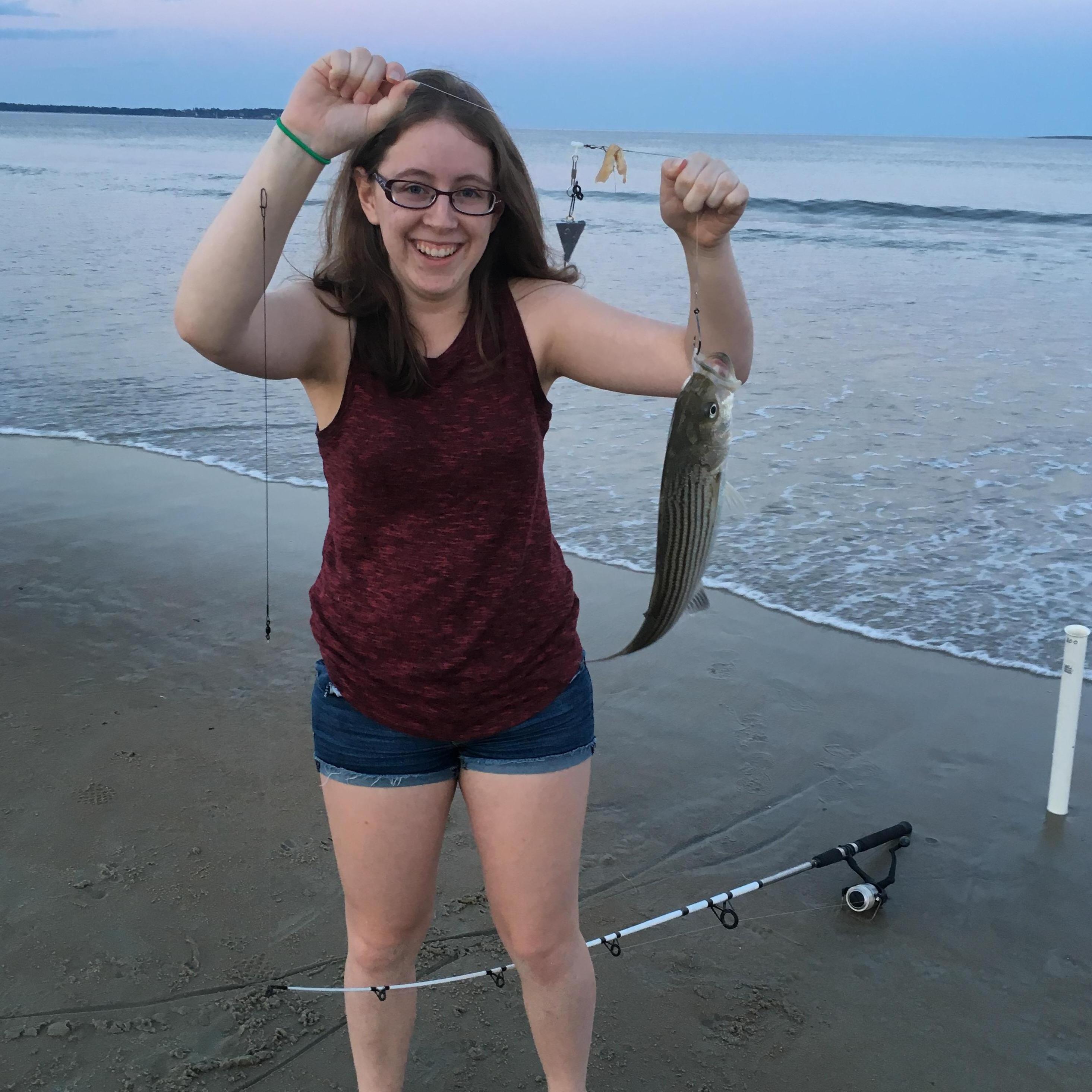Caught my first striper with Brian's family at Old Orchard Beach!