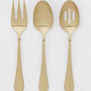 3pc Sussex Serve Set Gold - Threshold™: Stainless Steel Serving Utensils, Hostess Set, Dishwasher-Safe