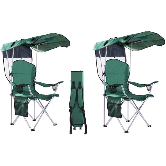 VTOY Portable Camping Chair with Canopy - Folding Chair with Canopy, Durable 600D Oxford Canopy Chair for Camping, Beach, Picnics, Fishing & Sports