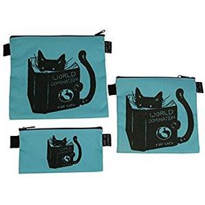 Reusable Sandwich & Snack Baggies by ART OF LUNCH - Set of 3 Designer Sandwich Bags, Art Supply Bags, Makeup Bags. Design by Tobe Fonseca (Brazil) - World Domination