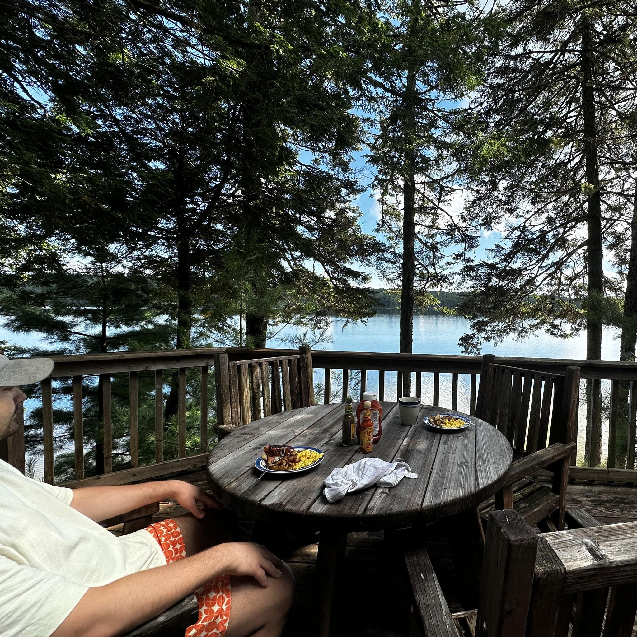Summer 2023, Breakfast with a view at the cabin