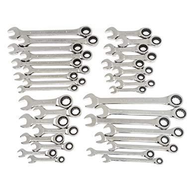 GEARWRENCH 85034 SAE/MM Ratcheting Wrench Set, 34-Pieces, Original and Stubby