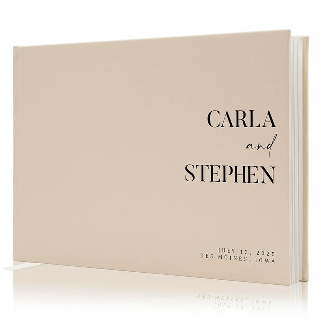Personalized Guest Book - 11.5" x 8.5" Premium Custom Guest Signing Book with Bookmark and Blank Pages for Wedding Reception Table Decoration Engagement Birthday Party Event, Oats