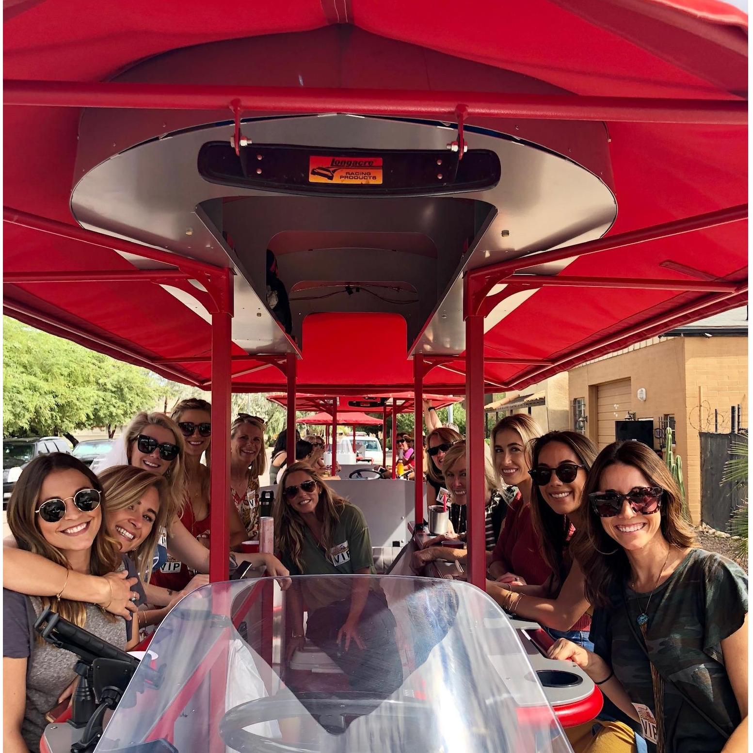 All the girls on a bike tour of downtown Scottsdale
