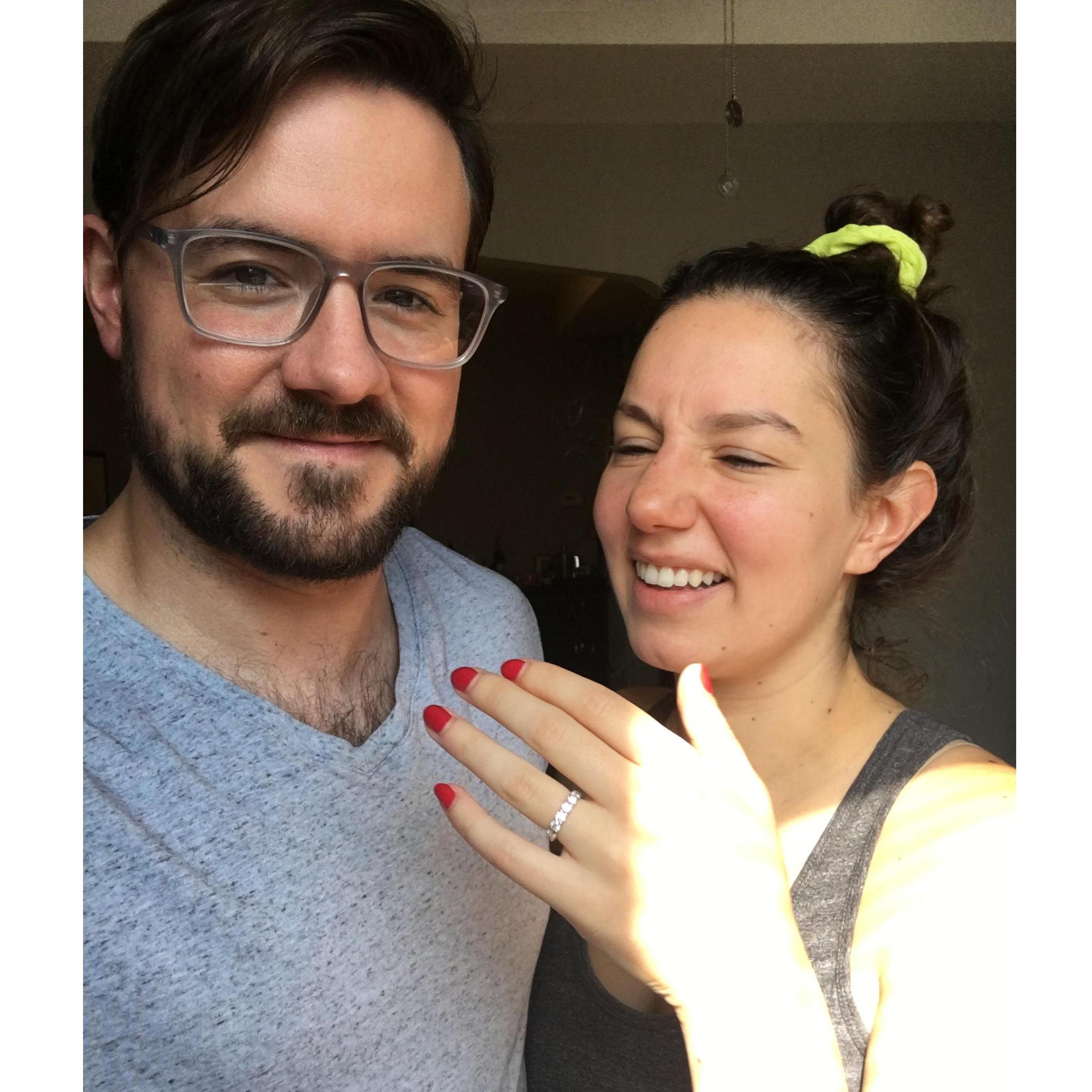 We got engaged this morning