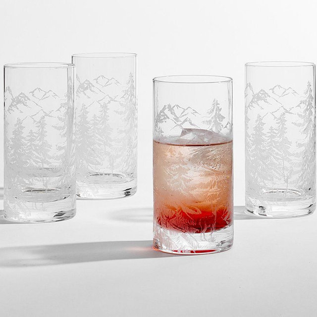 Rustic Forest Highball Glasses, Set of 4
