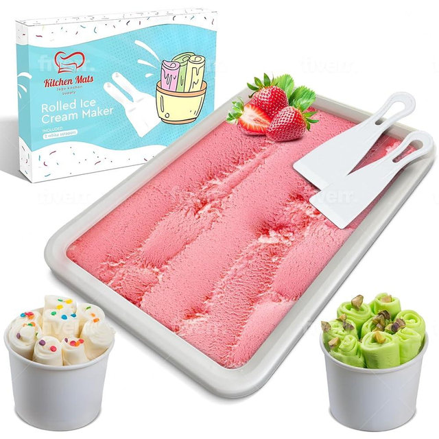 Extra Large Rolled Ice Cream Maker (14"x10") - Make Instant IceCream w/the Family - Manual Roll Your Own IceCream - Roll Ice Cream Tray
