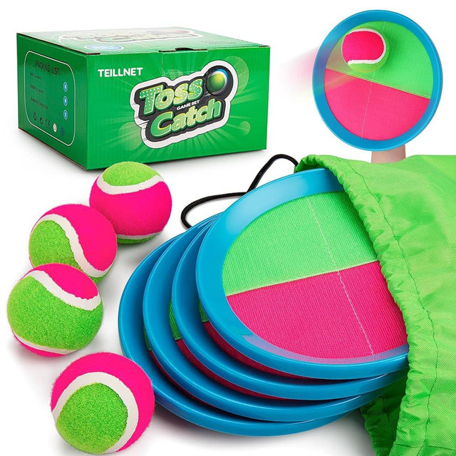 Toss and Catch Ball Set Upgraded - Family Games Kids Toys for Stocking Stuffers - Water-Resistant Great for Beach Pool Yard - Christmas Toys Gift for Boys Girls Teens 3 4 5 6 7 8 9 10 11 12+ Years
