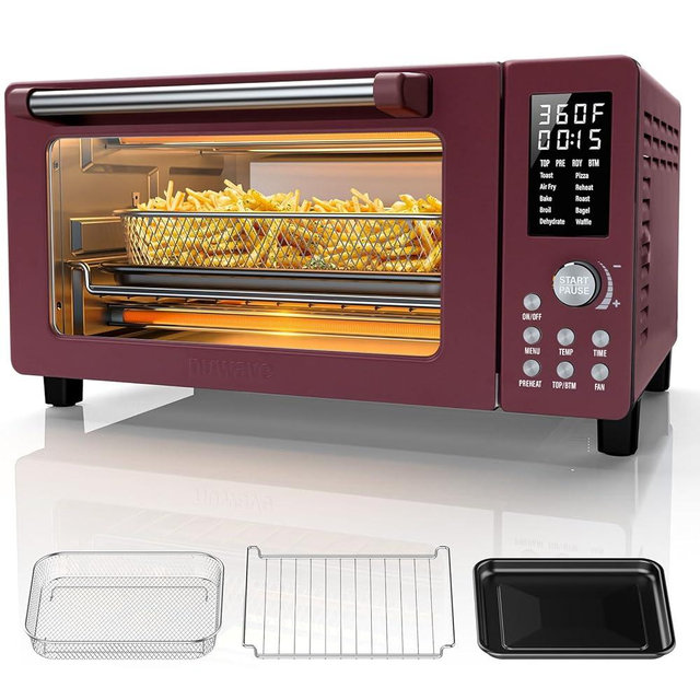 Nuwave Bravo Pro Smart Air Fryer Toaster Oven Combo, 12-in-1 Functions with Quicker & Even Crisp Technology, 1800W, 50-450°F, PFAS-Free, 21QT, Cinnamon