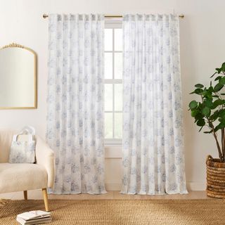Heirloom Rose Backtab Curtain Panel with Totebag, Set of 2