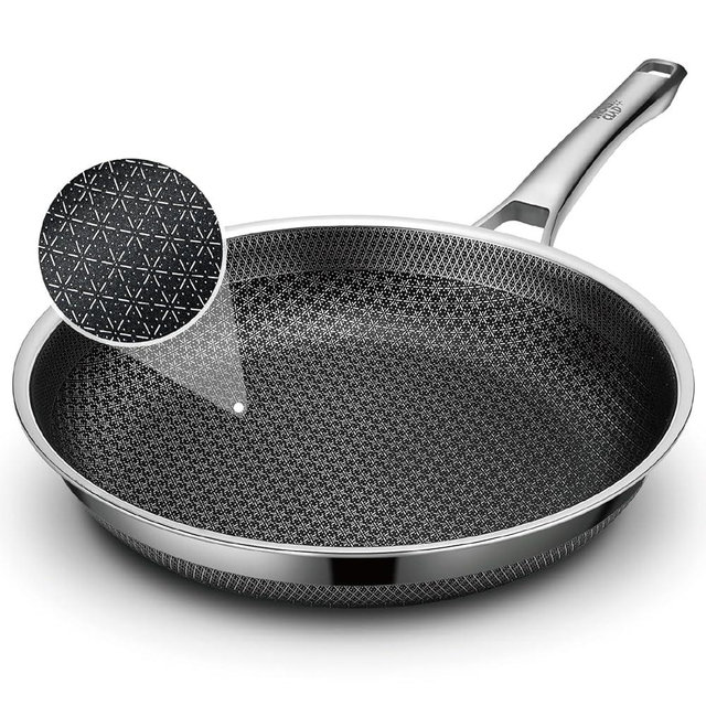 SNOWCLAD Non Stick Frying Pans, 10 inch Nonstick Hybrid Stainless Steel Skillets, Dishwasher Induction Oven Broiler Safe, Non Toxic Chef's Pan, PFOA Free Cookware