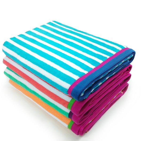 Racing Stripe Velour Beach Towel, Set of 4