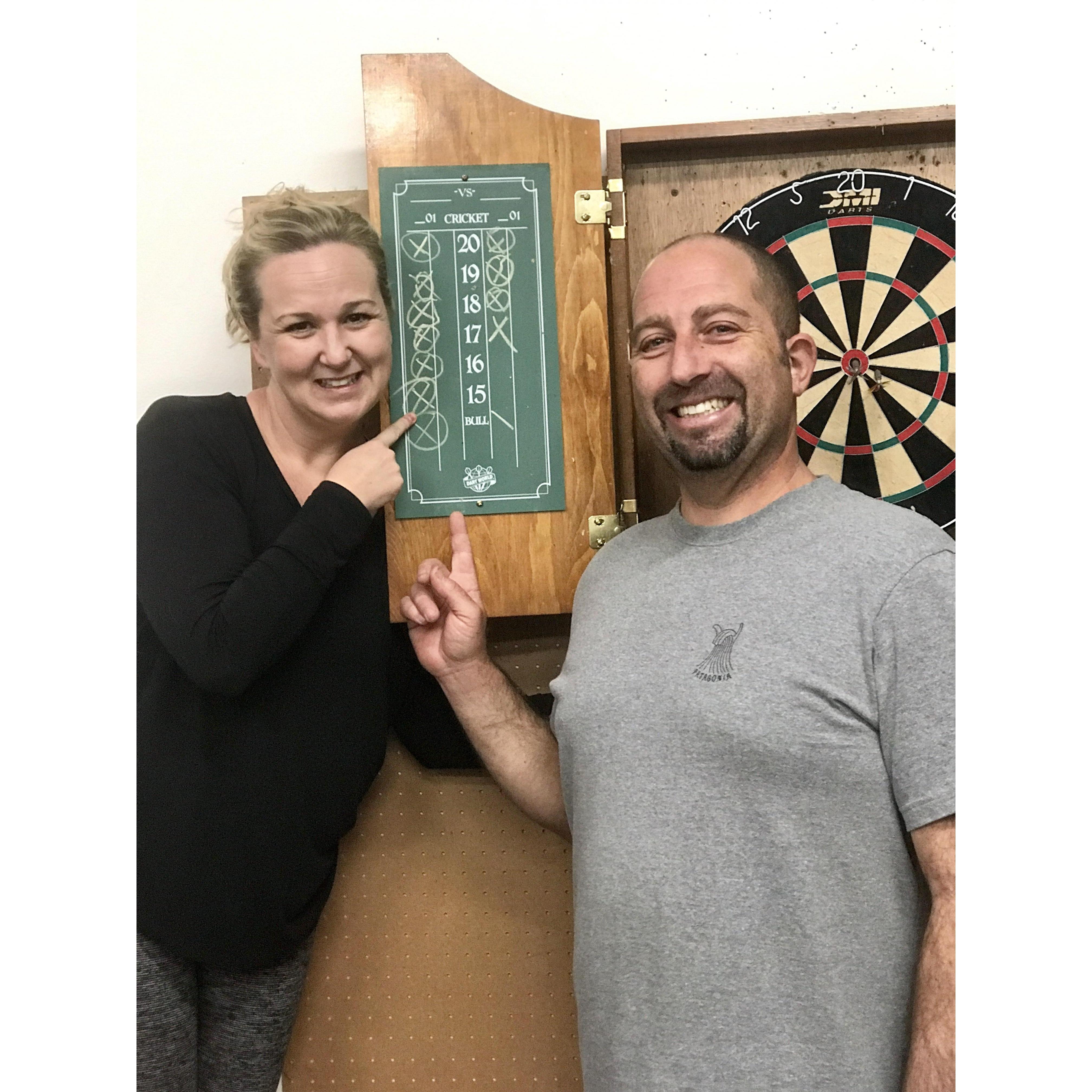 We make a good (dart) team! We kicked butt at Cricket! 🎯