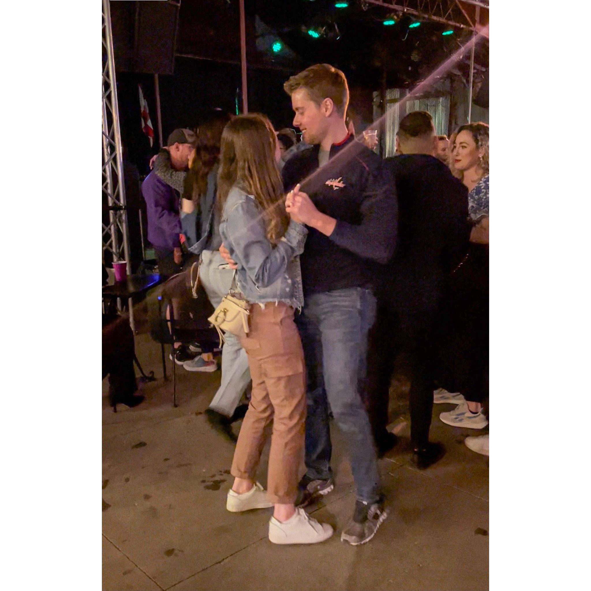 Only a few short weeks into dating, Jake found out his career was taking him to Wichita, Kansas. Tara visited often and we discovered many favorite spots- like this live music at Brickyard.
