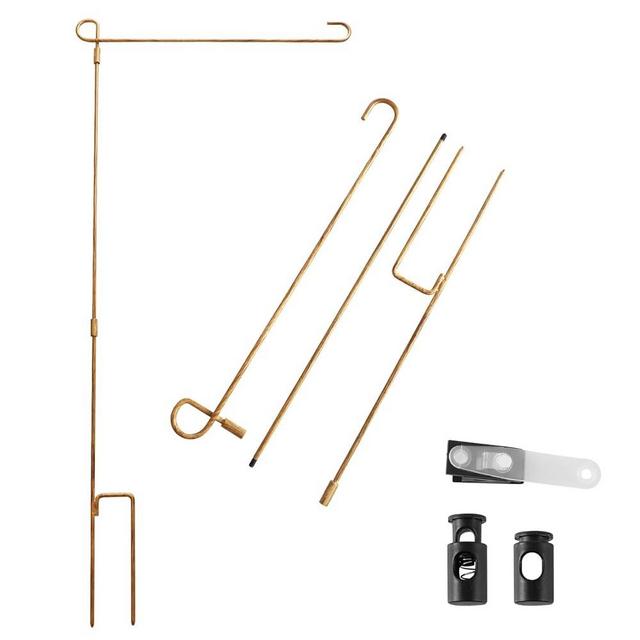 Garden Flag Stand, Premium Garden Flag Pole Holder Metal Powder-Coated Weather-Proof Paint with one Tiger Clip and two Spring Stoppers without flag