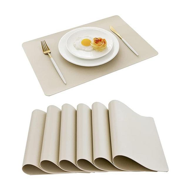 DOLOPL Fall Placemats Cream Placemat Leather Table Mats Set of 6 Heat Resistant Easy to Clean Wipeable Waterproof Washable Outdoor Placemats for Kitchen Dining Patio Table