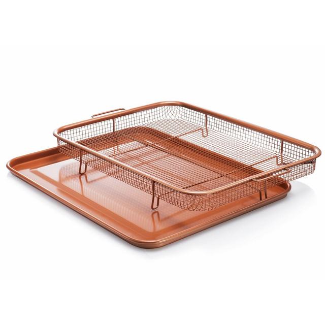 Gotham Steel 2 Piece Non-stick XXL Copper Crisper Tray and Basket Set