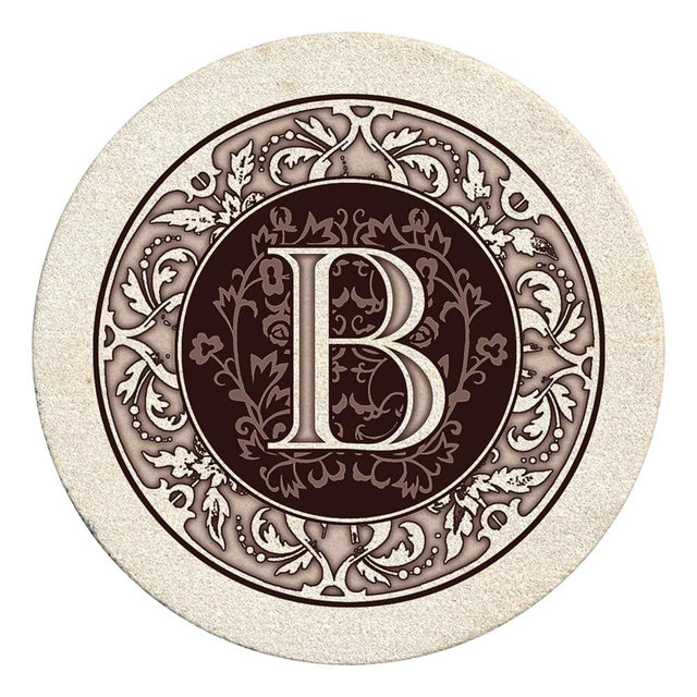 Thirstystone Monogram Letter B Absorbent Sandstone Coaster 4-Pack Made in The USA Decorative, Absorbent, Easily Wipes Clean