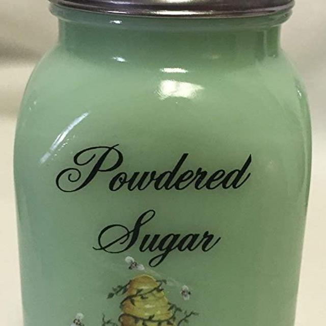 Square Stove Top Spice Shaker Jar - Bees/Hives - Mosser Glass - USA (Powdered Sugar, Jade)