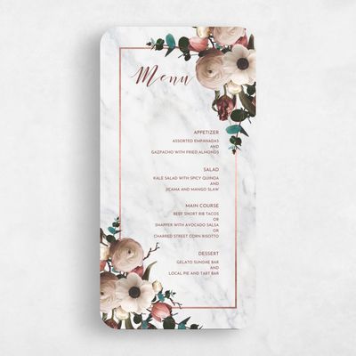 Red Rounded Wedding Menu - Camellia