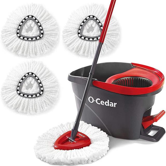 O-Cedar System Easy Wring Spin Mop & Bucket with 3 Extra Refills