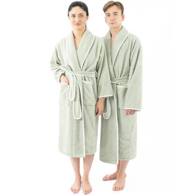 American Soft Linen Triga - Bamboo Robes for Women and Men, Unisex Plush Spa Lounging Bathrobe, 1 Piece Cozy Robe for Couples After Shower