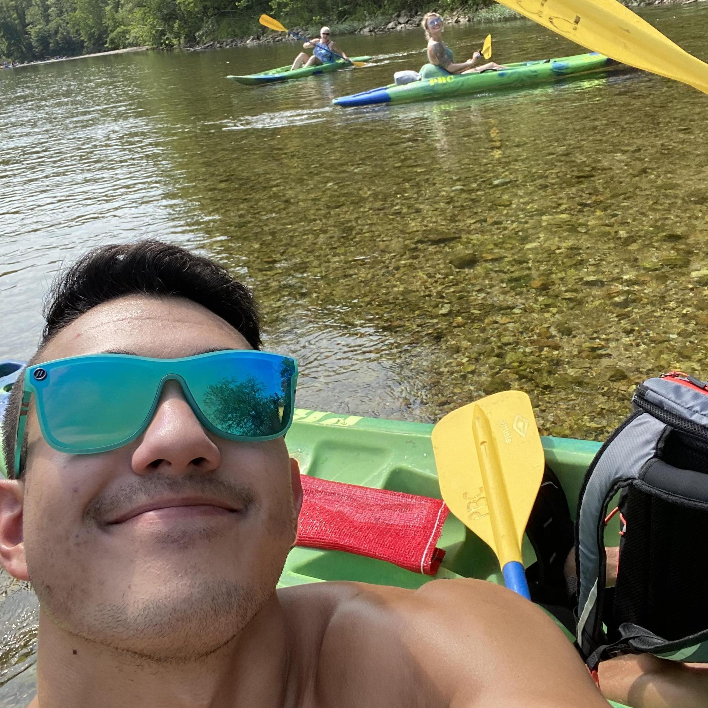 You wouldn't believe it, but right after this picture, we got stuck on the river in a massive storm and had to hide under the kayaks for like 30 min. It was totally an episode of I shouldn't be alive.