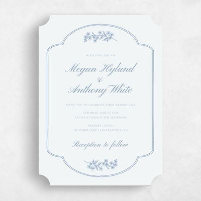 Blue Ticket Wedding Invitation - Pino Classic