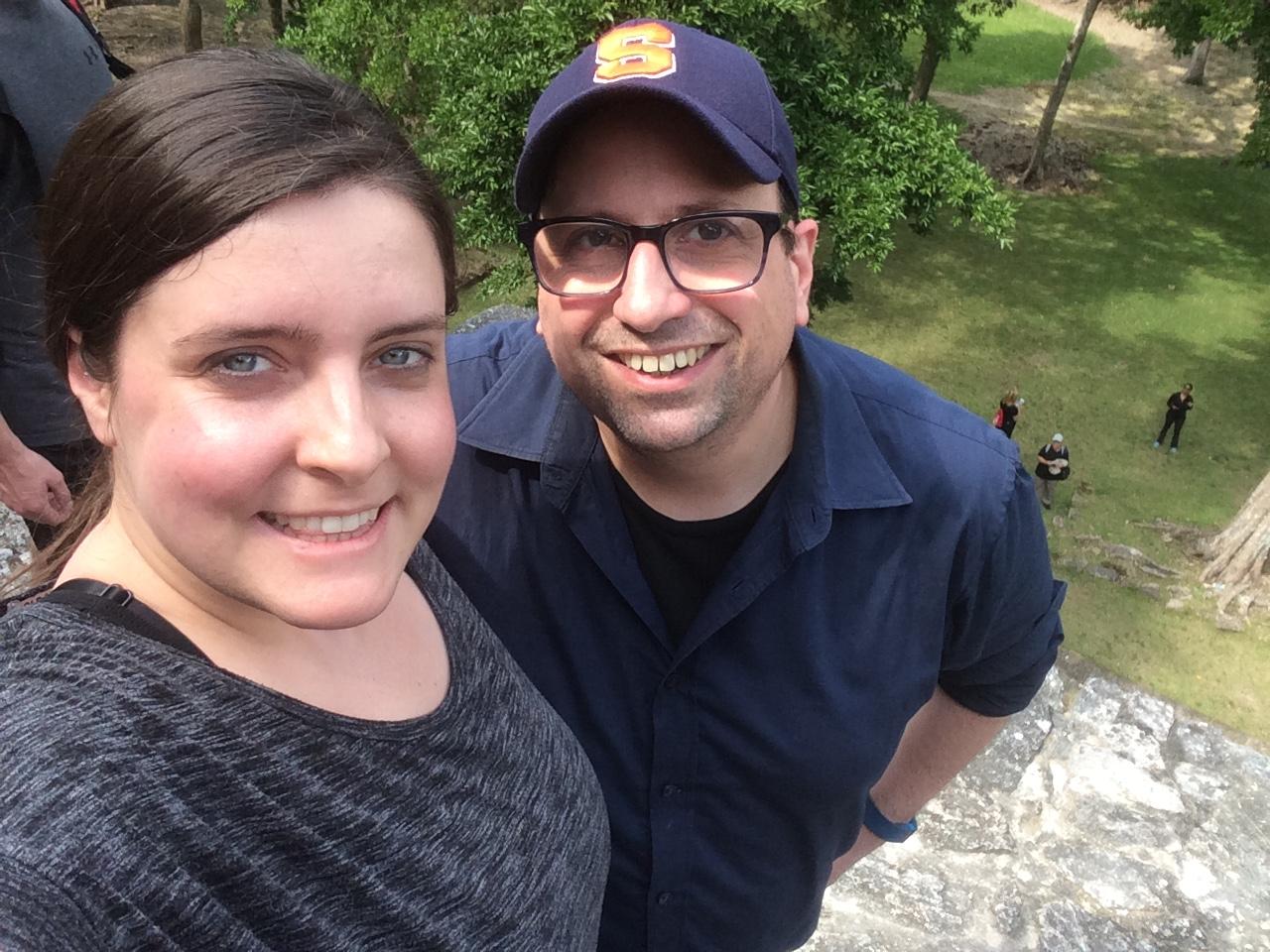 Climbing the Mayan ruins in Mexico.