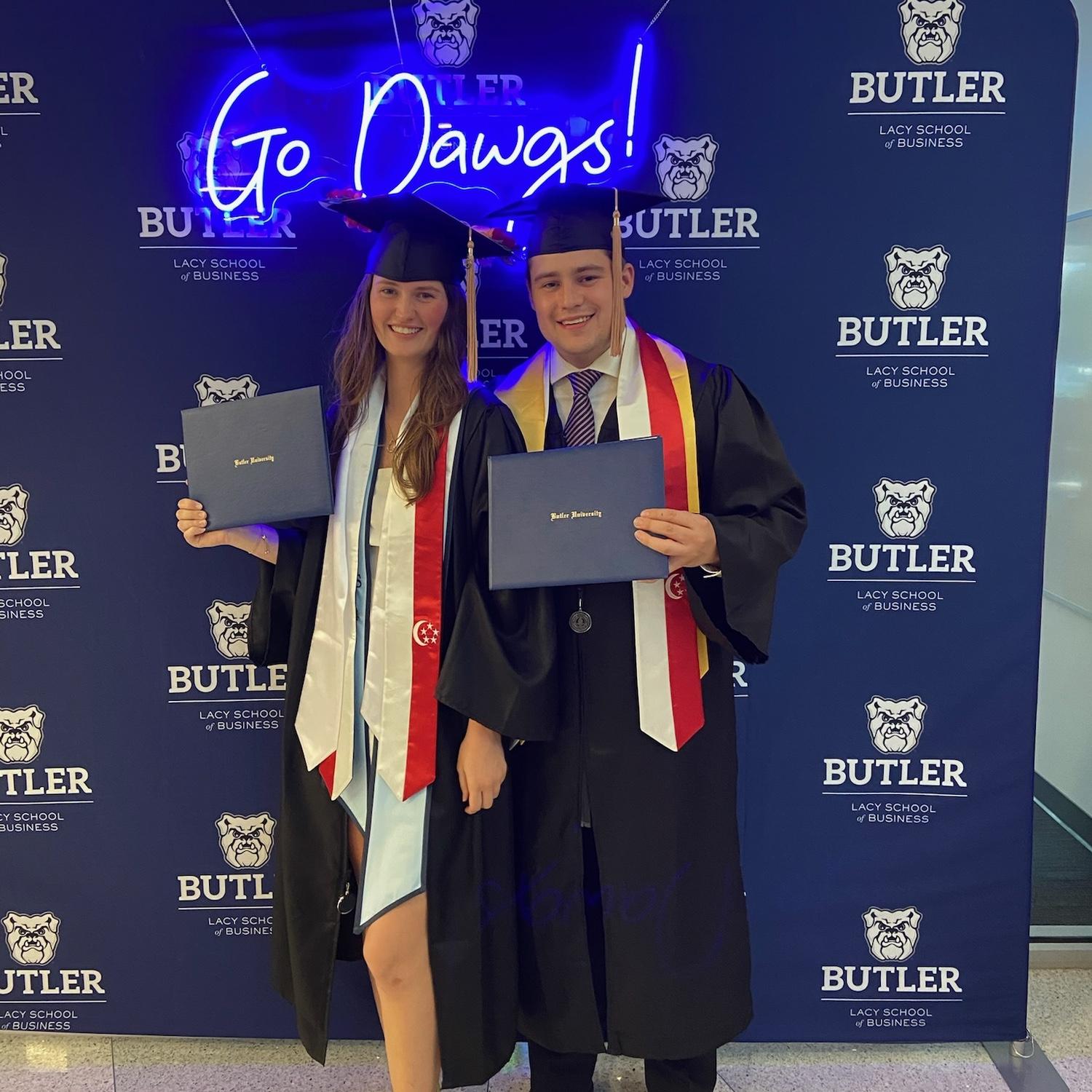 After graduation we had champagne in the Lacy School of Business