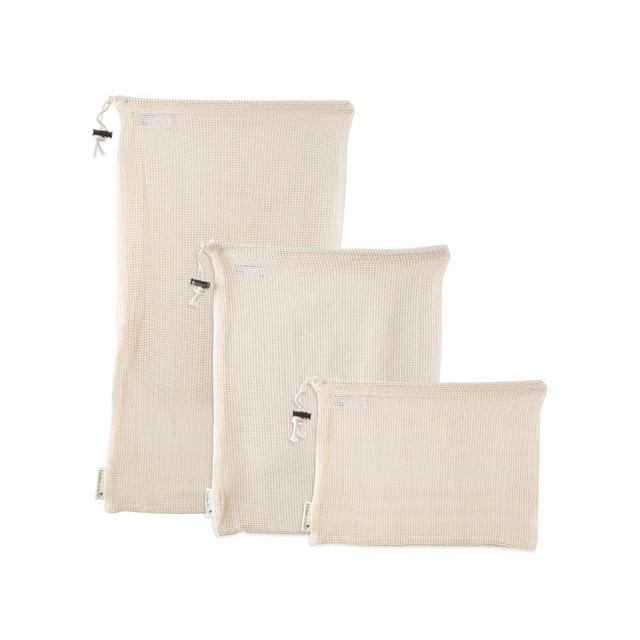 Kitchen Details Reusable Cotton Mesh Produce Bags, Set of 3