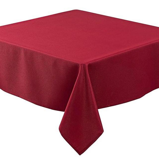 Biscaynebay Textured Fabric Square Table Cloth 70x70 Inch, Red Water Resistant Spill Proof Card Tablecloth Folding Table Cover for Dining, Kitchen, Wedding and Parties, Machine Washable