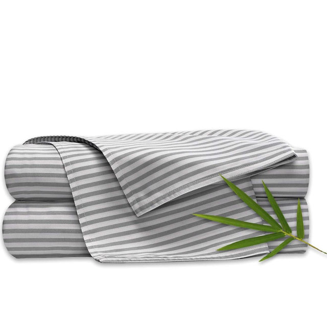 Pure Bamboo King Sheets, Genuine 100% Organic Viscose Derived from Bamboo Bed Sheet Set, Luxuriously Soft & Cooling, Double Stitching, 2 Year Quality Promise (King, Stripes)