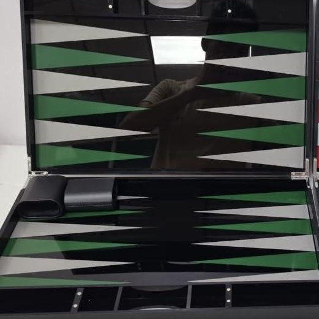 Lucite Acrylic Backgammon Set 18" Large Premium Board and Pieces (Black/Green)