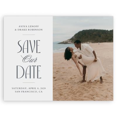 Charcoal, Grey Wedding Digital Save the Date - Trogir Landscape