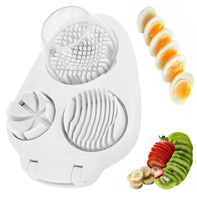 3 in 1 Egg Slicer for Hard Boiled Eggs, 2025 New Egg Cutter for Hard Boiled Eggs for Strawberry Mushroom Grape Cherry Tomato, Multi-Function Food Slicer for Home Use Kitchen Chopper Tool (1 PCS)