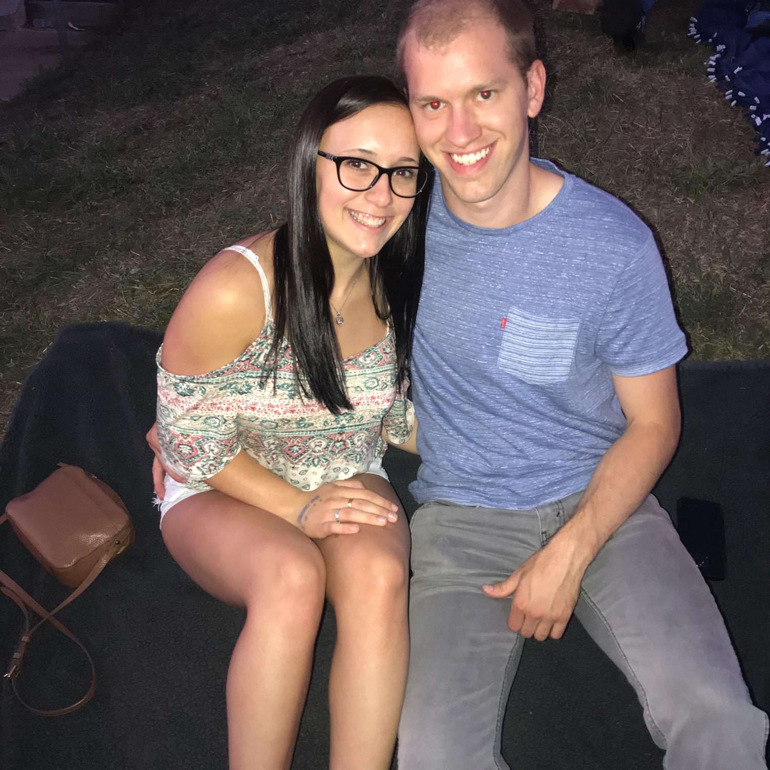 One of our first dates. We were in Bay City watching fireworks.