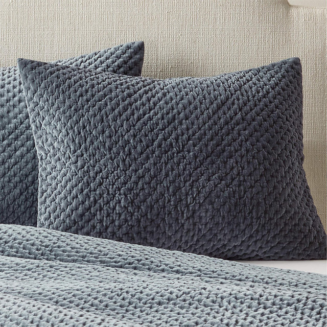 Montera Organic Cotton Faded Teal Velvet Standard Pillow Shams Set of 2