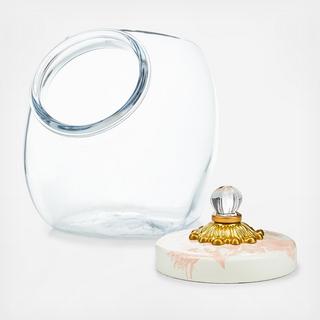 Glass Sweets Jar with Rosy English Garden Lid