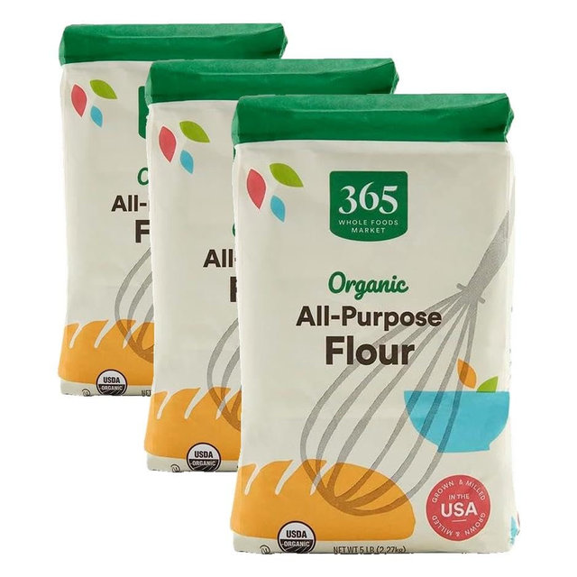 365 by Whole Foods Market, Organic All Purpose Flour, 80 Ounce (Pack of 3)