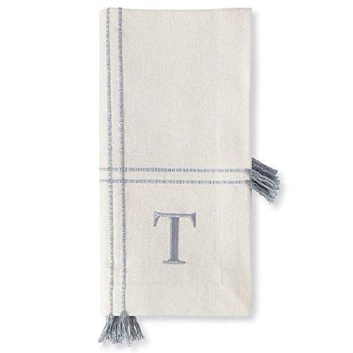 Mud Pie White T Initial Tassel Dinner Set of Napkins Kitchen Linens