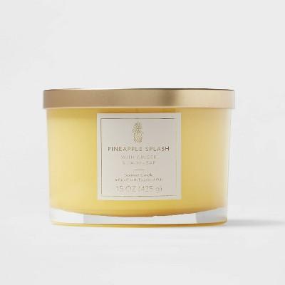 15oz Lidded Glass Jar 3-Wick Candle Yellow Pineapple Splash - Opalhouse™